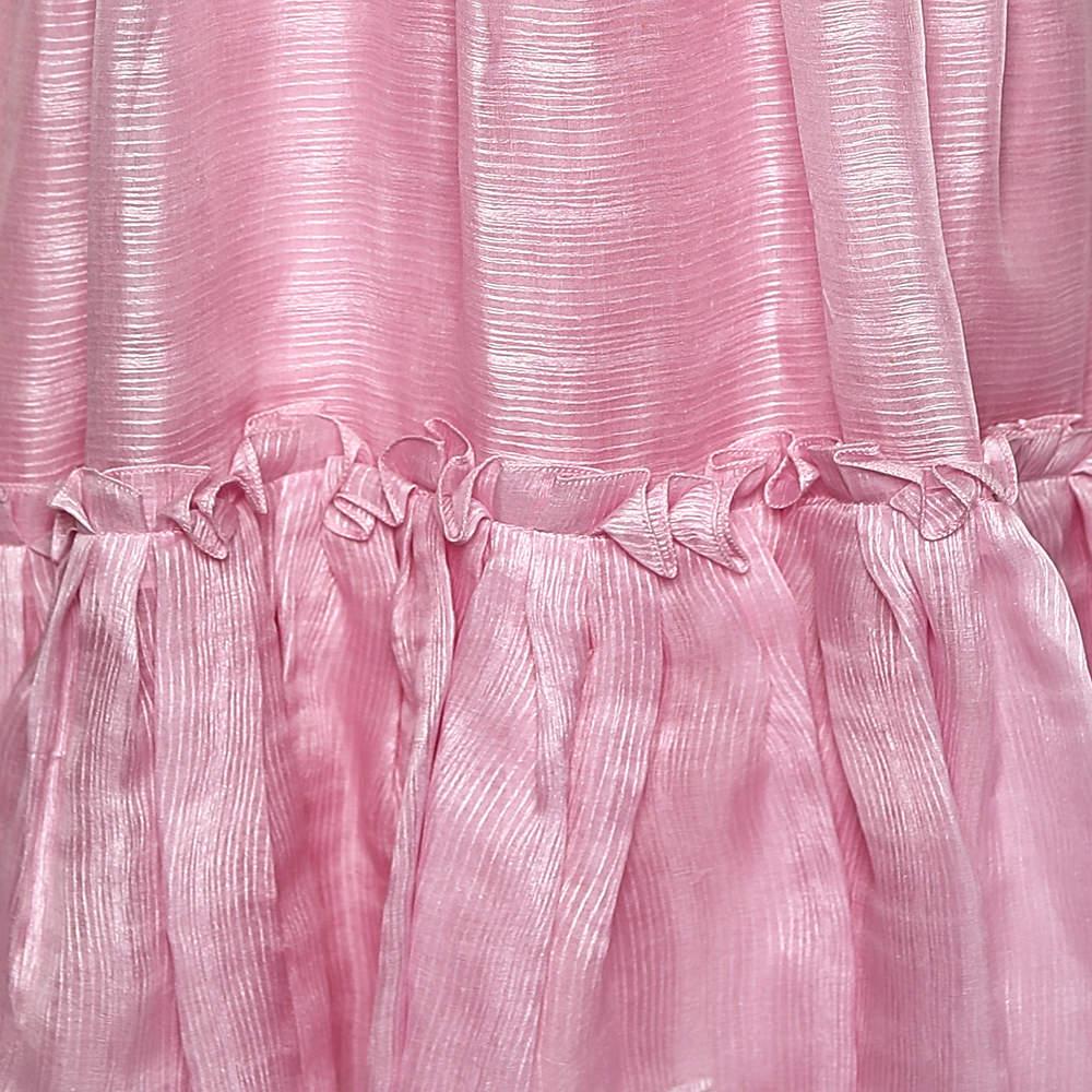 Oscar de la Renta Pink Silk Sleeveless Flared Mini Dress M For Sale 1