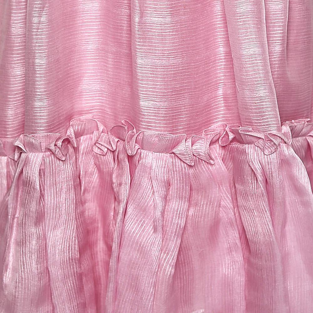 Oscar de la Renta Pink Silk Sleeveless Flared Mini Dress M 1