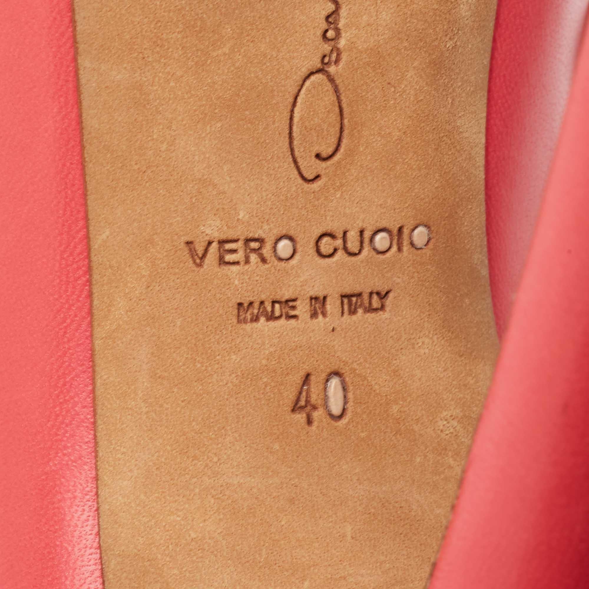 Oscar De La Renta Bombas de punta de cuero rosa/blanco Talla 40 3
