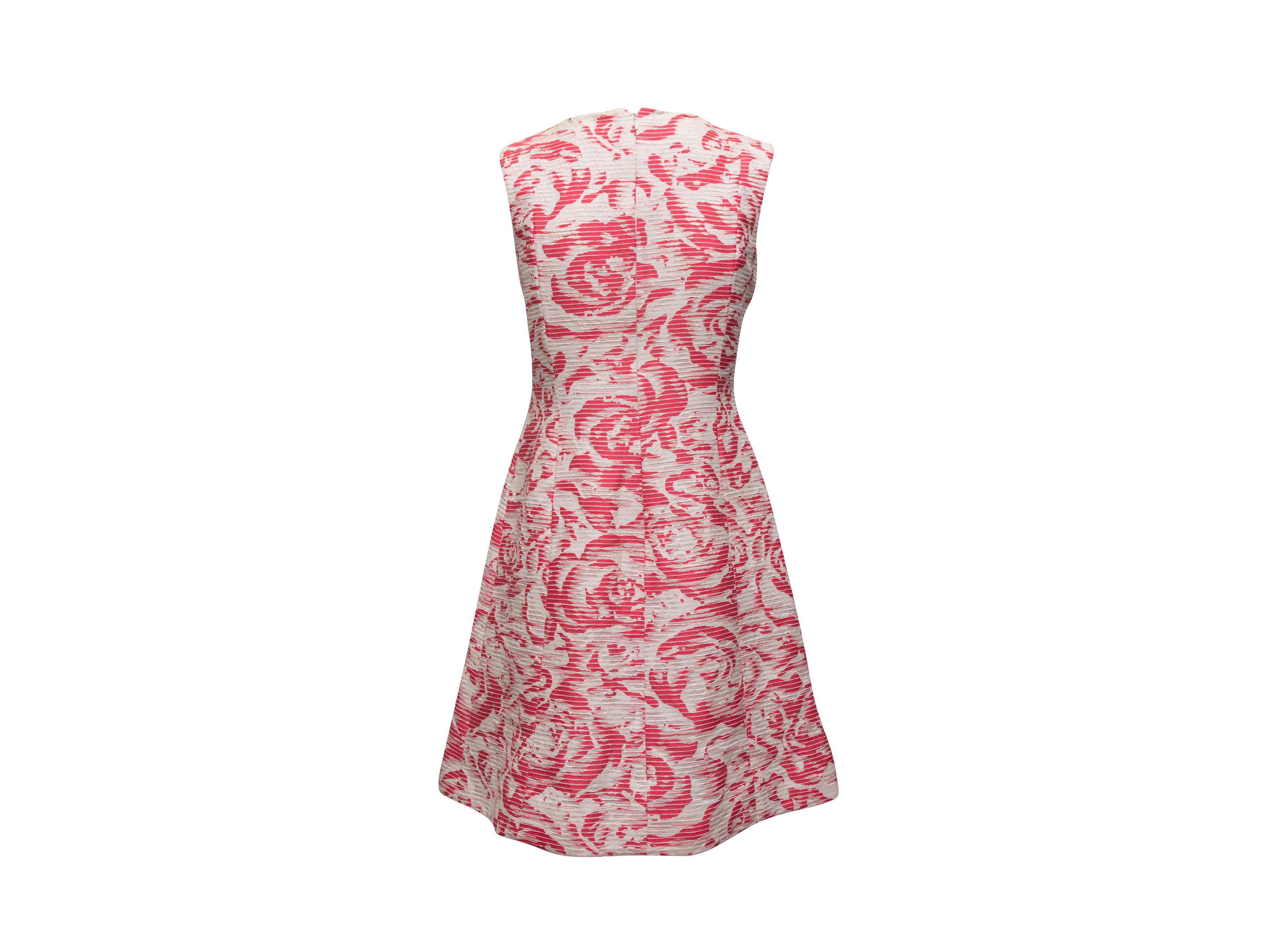 Brown Oscar de la Renta Pink & White Resort 2017 Sample Dress