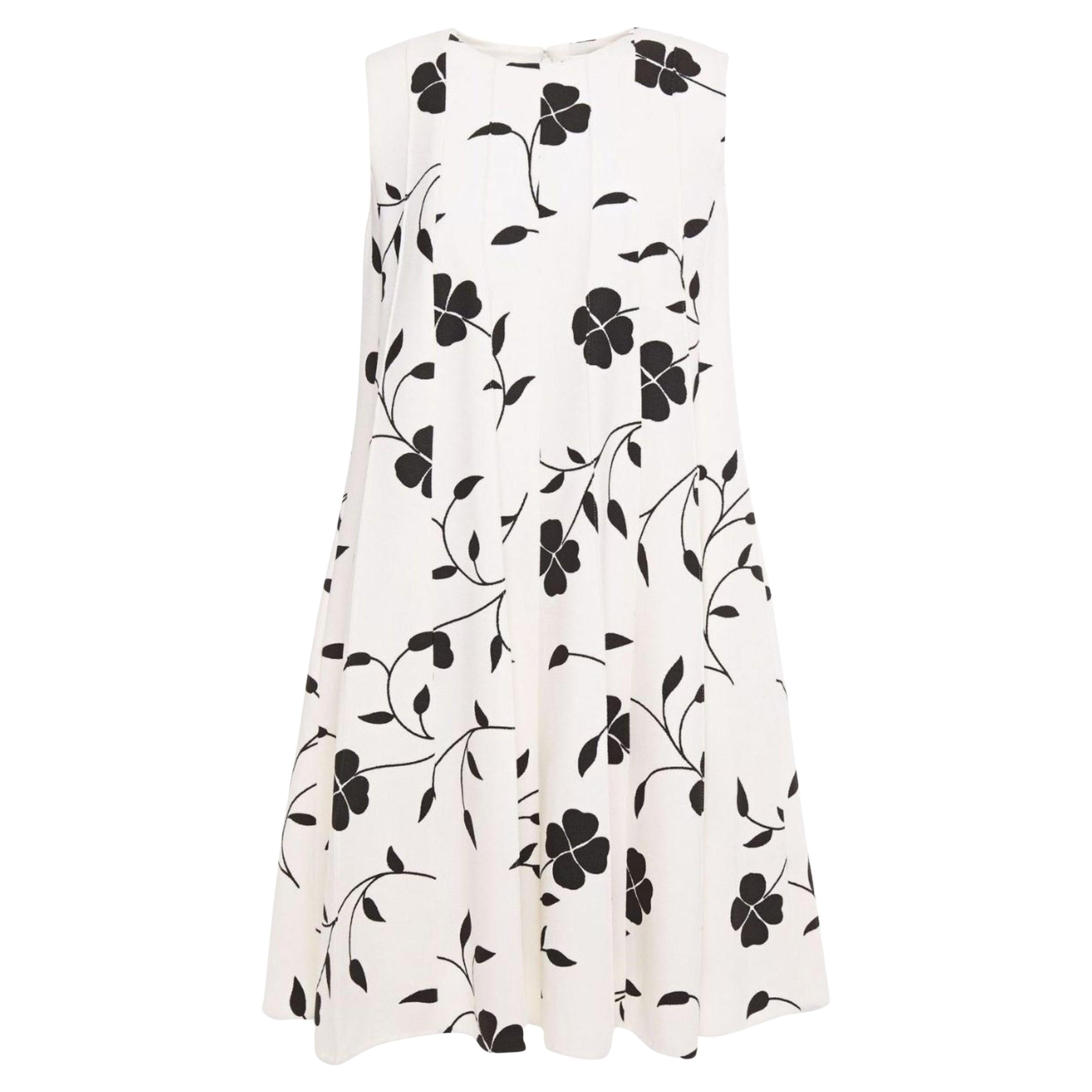 Oscar De La Renta - Vestito in Grain De Poudre plissettato con stampa floreale - taglia US 14