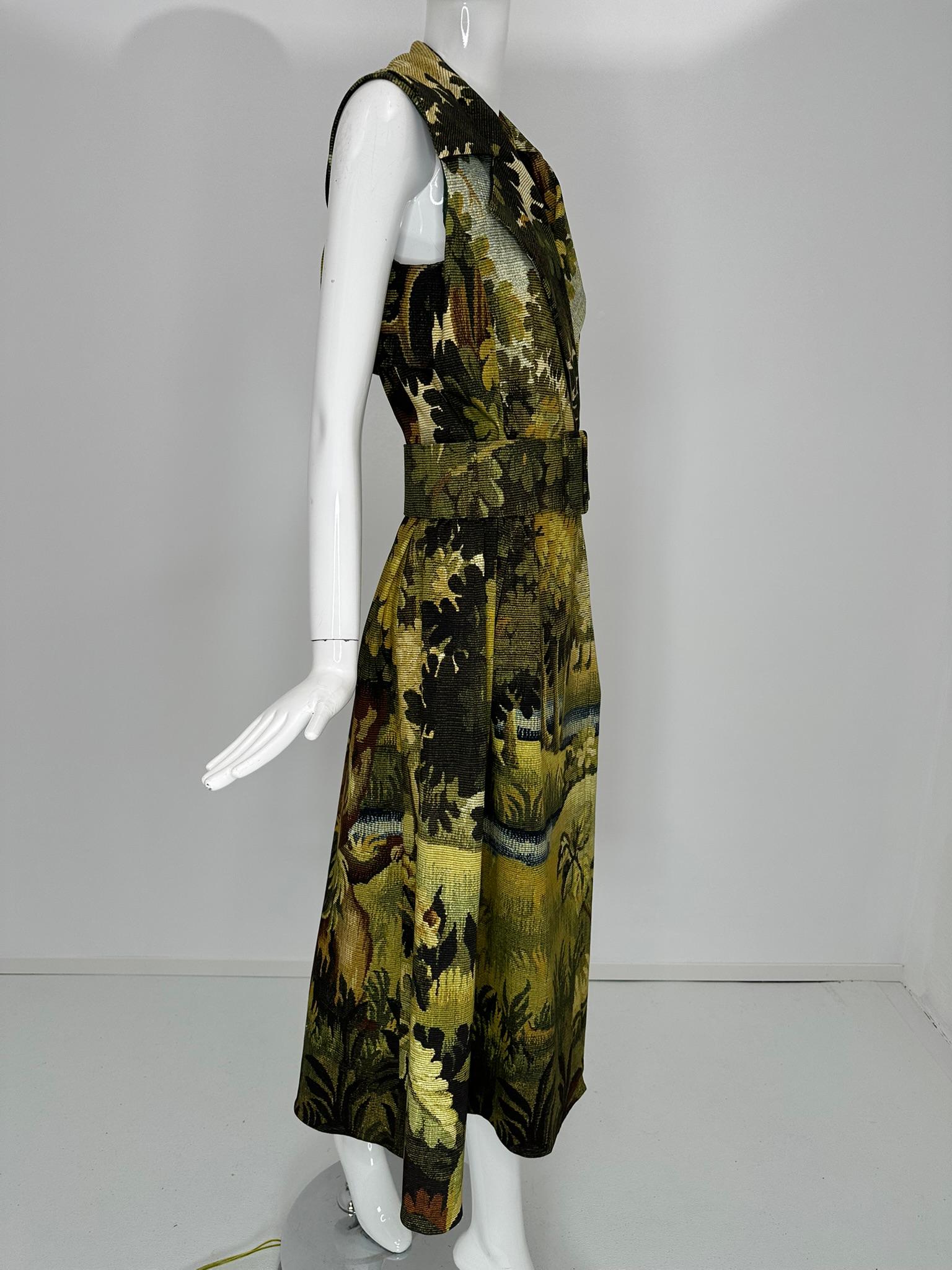 Oscar de la Renta Pre Fall 2020 Landscape Tapestry Belted Wrap Dress Unworn wt 6