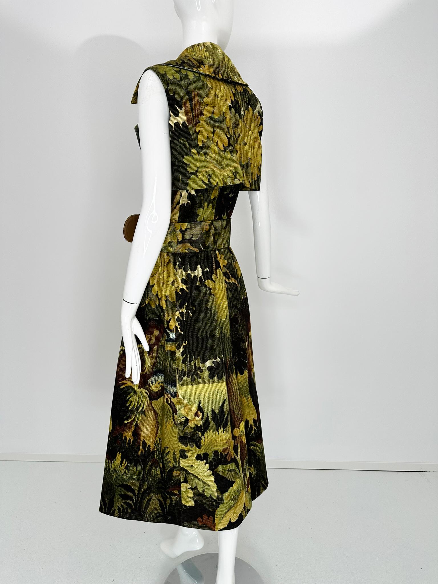 Women's Oscar de la Renta Pre Fall 2020 Landscape Tapestry Belted Wrap Dress Unworn wt