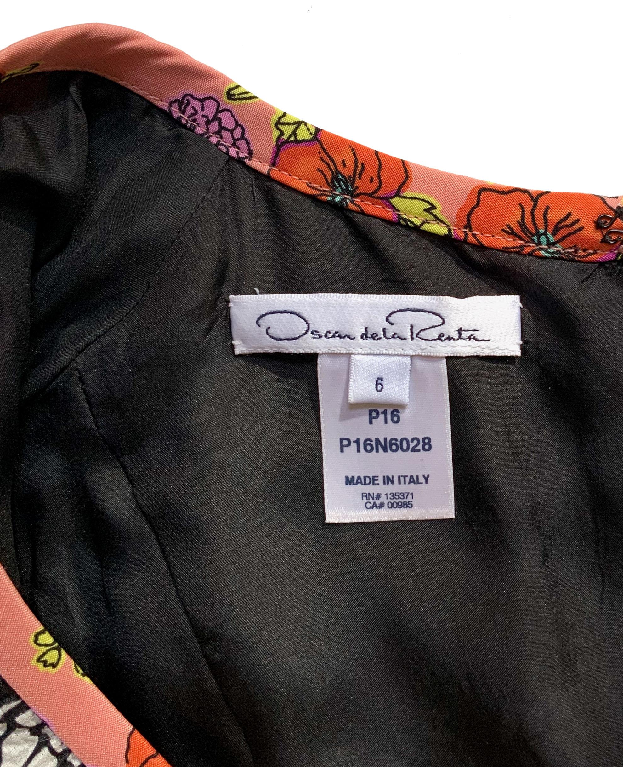 Oscar de la Renta Print Silk Dress In Excellent Condition In Geneva, CH