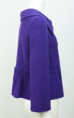 Oscar de la Renta Purple Alpaca Jacket with floral buttons-8