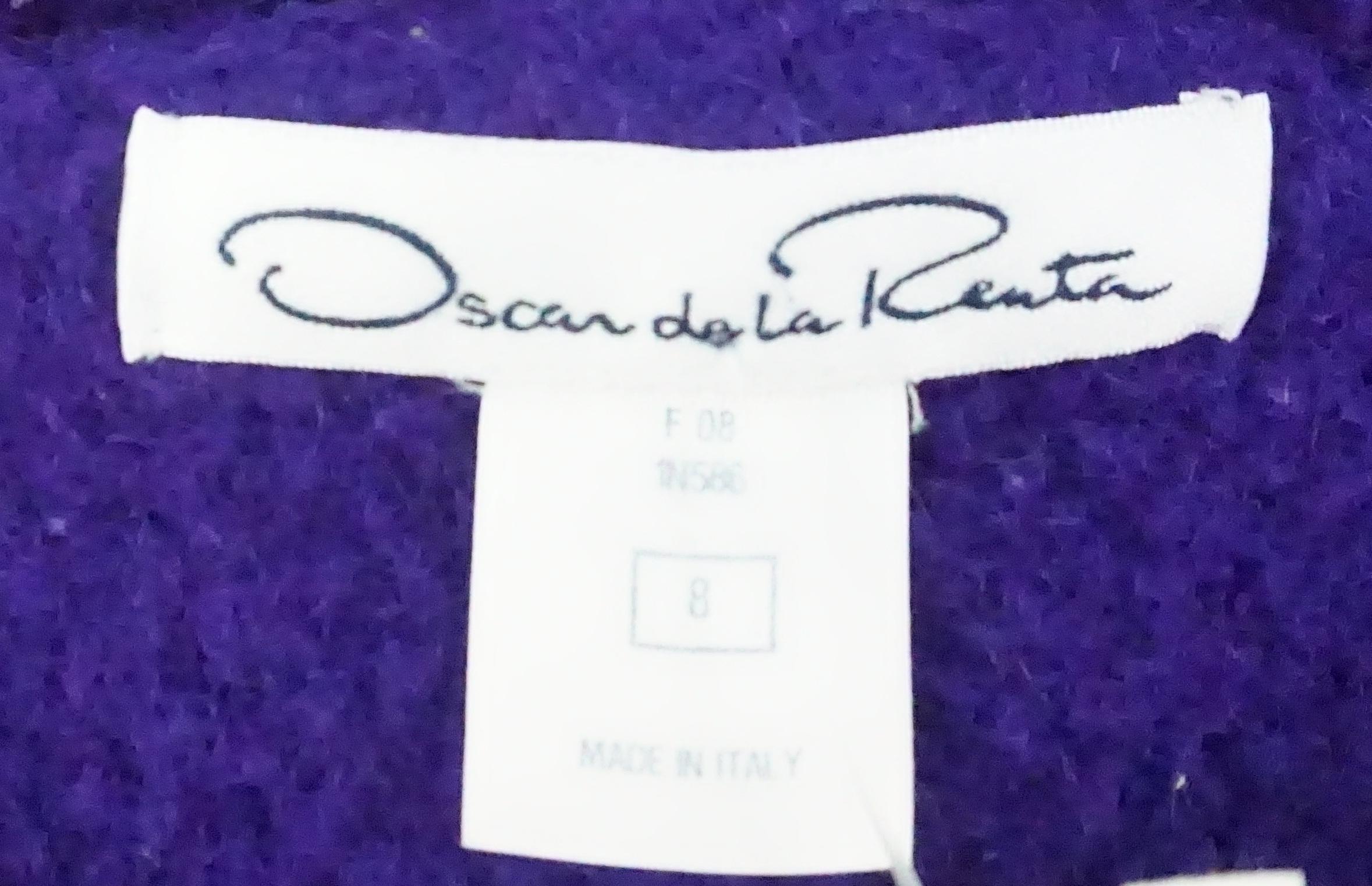 Women's Oscar de la Renta Purple Alpaca Jacket with floral buttons-8 For Sale