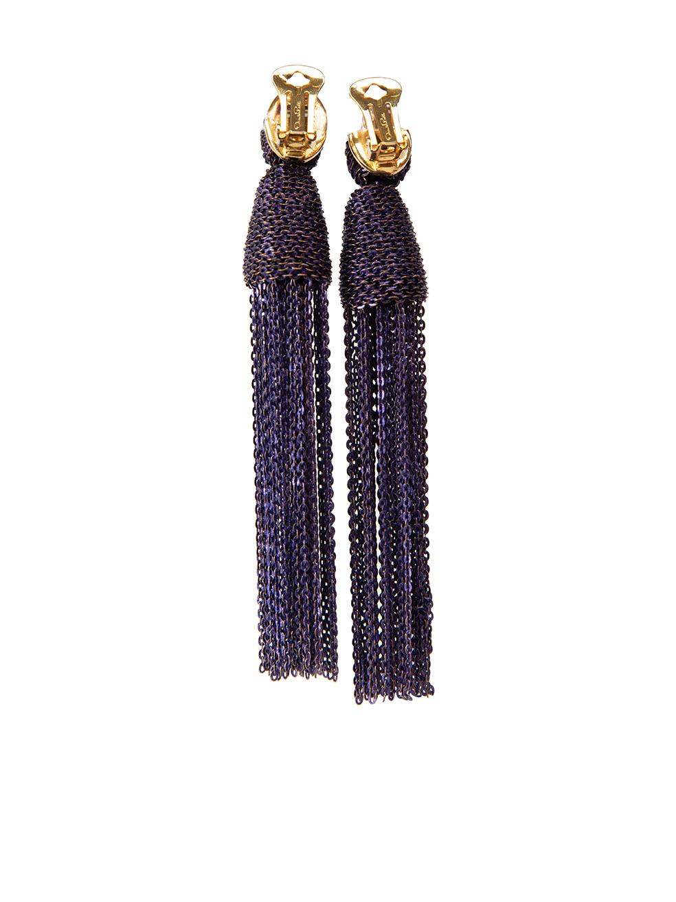 Oscar de la Renta Purple Chain Clip On Earrings In Excellent Condition In London, GB