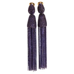 Oscar de la Renta Purple Chain Clip On Earrings