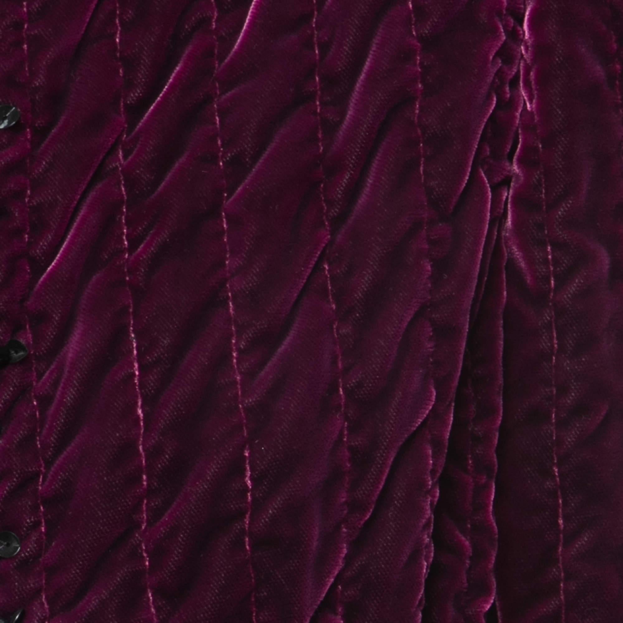 Oscar de la Renta Purple Embellished Velvet Lace Trimmed Open Front Jacket M In Excellent Condition For Sale In Dubai, Al Qouz 2