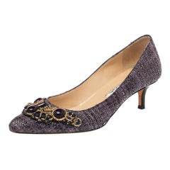 Oscar de la Renta Purple Raffia Point Toe Pumps Size 36