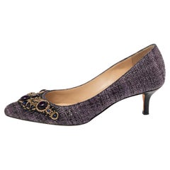 Oscar de la Renta Purple  Raffia Point Toe Pumps Size 36