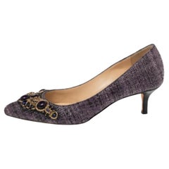 Oscar De La Renta Lila  Raffia Pumps mit spitzer Zehe Größe 36