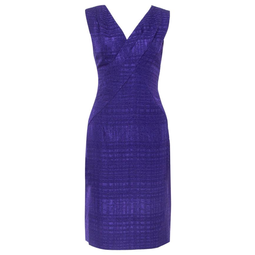 Oscar de la Renta Purple Textured Sheath Dress M