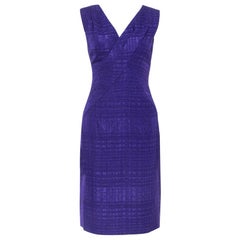 Oscar de la Renta Purple Textured Sheath Dress M