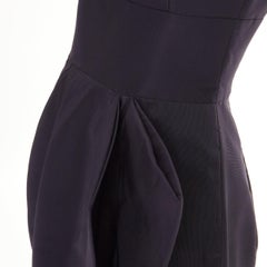 OSCAR DE LA RENTA R015 pleated side tulip skirt navy silk faille dress US0 XXS