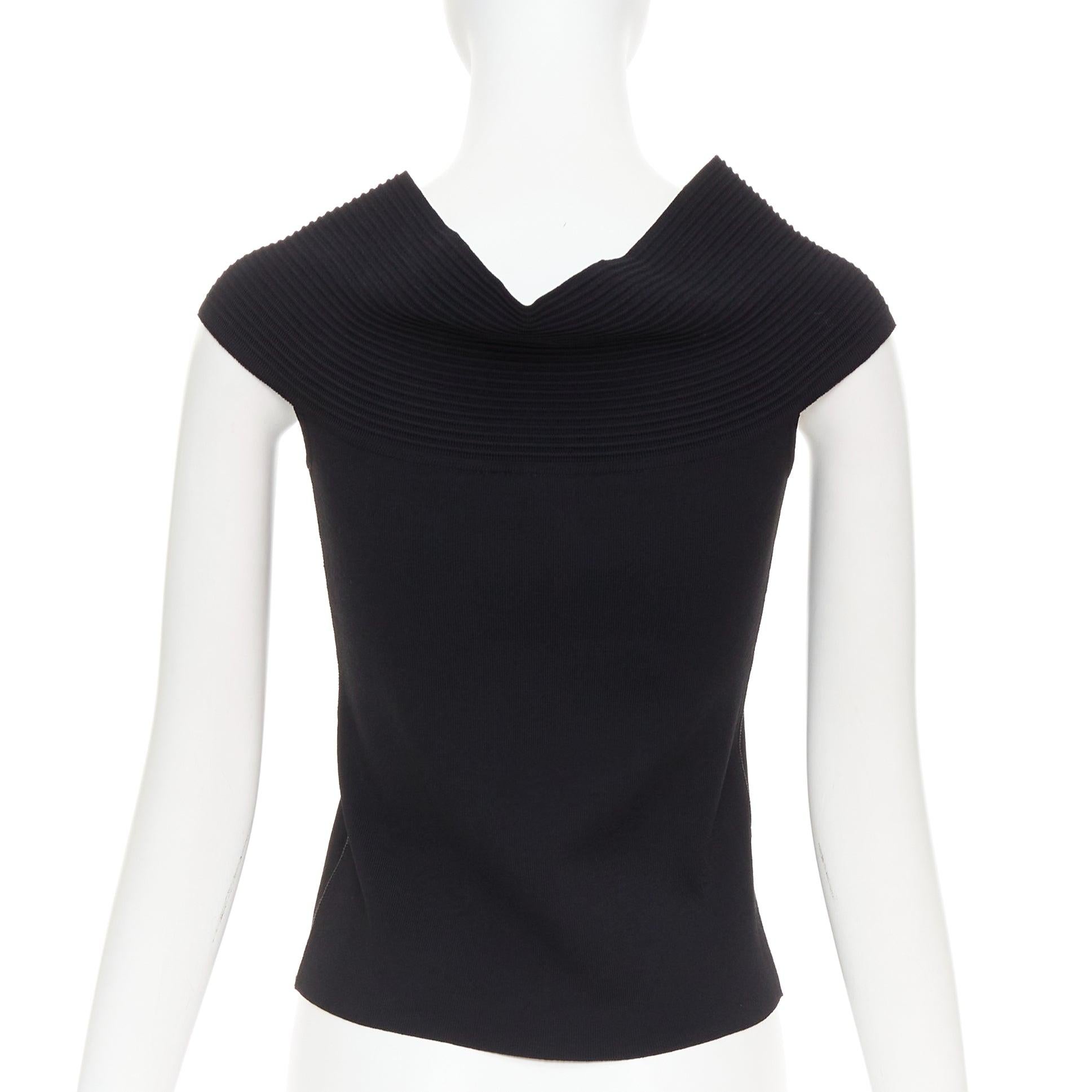 OSCAR DE LA RENTA R10 top corto negro de cuello alto en mezcla de viscosa S en venta 1