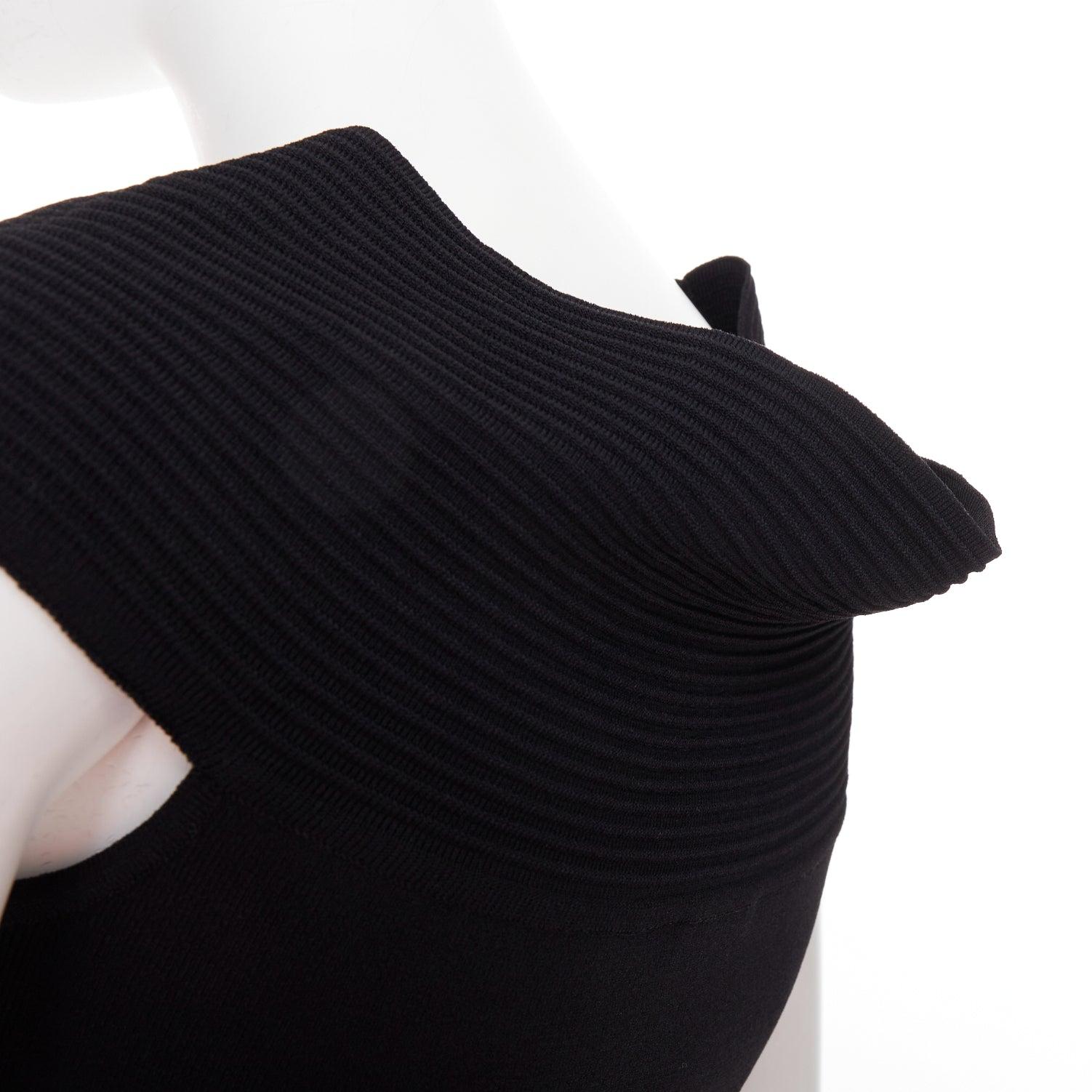 OSCAR DE LA RENTA R10 top corto negro de cuello alto en mezcla de viscosa S en venta 3