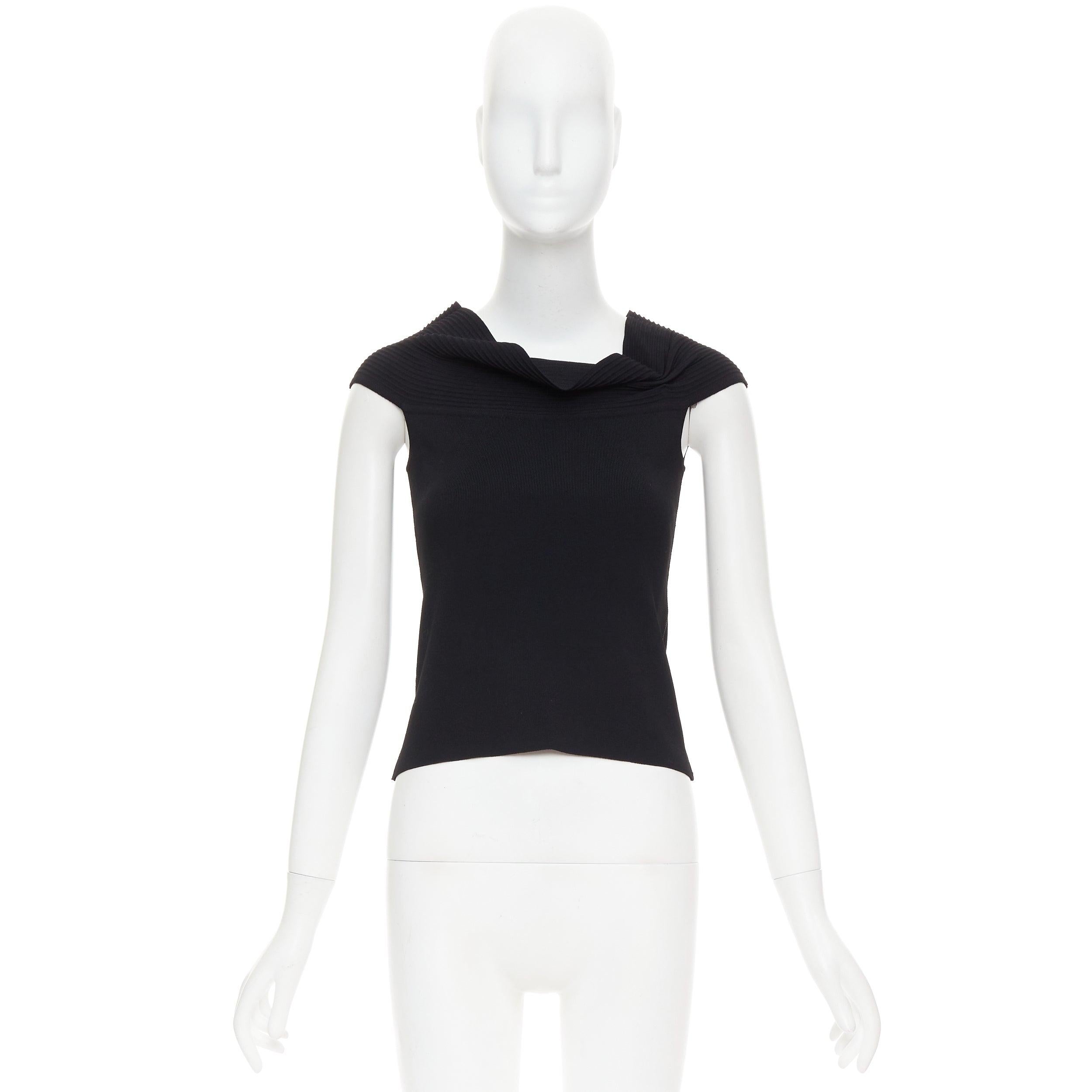 OSCAR DE LA RENTA R10 top corto negro de cuello alto en mezcla de viscosa S en venta 5