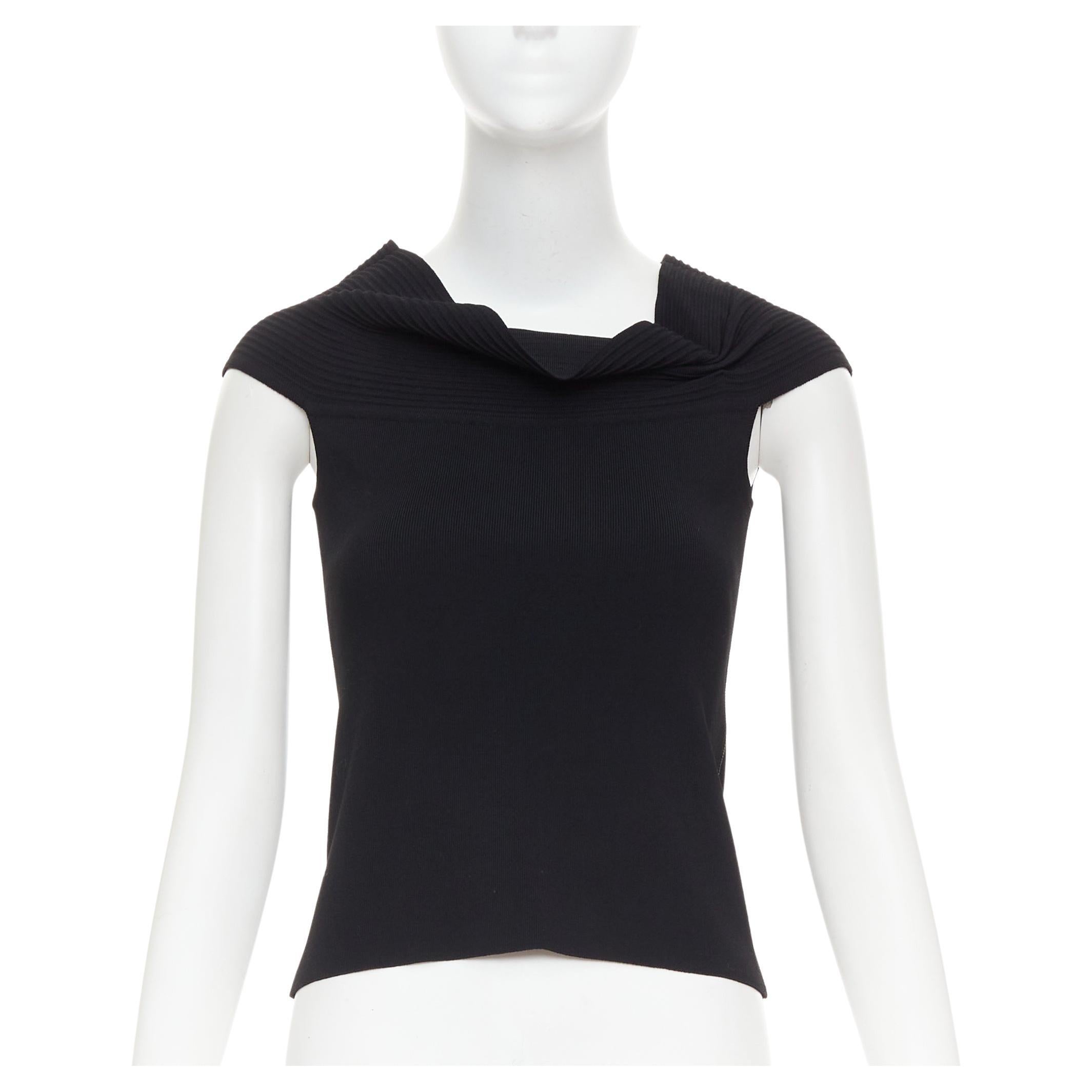 OSCAR DE LA RENTA R10 top corto negro de cuello alto en mezcla de viscosa S en venta