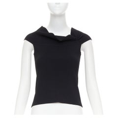 OSCAR DE LA RENTA R10 top corto negro de cuello alto en mezcla de viscosa S