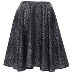 OSCAR DE LA RENTA R10 viscose polyester knitted ladder seam flared skirt XS 22"