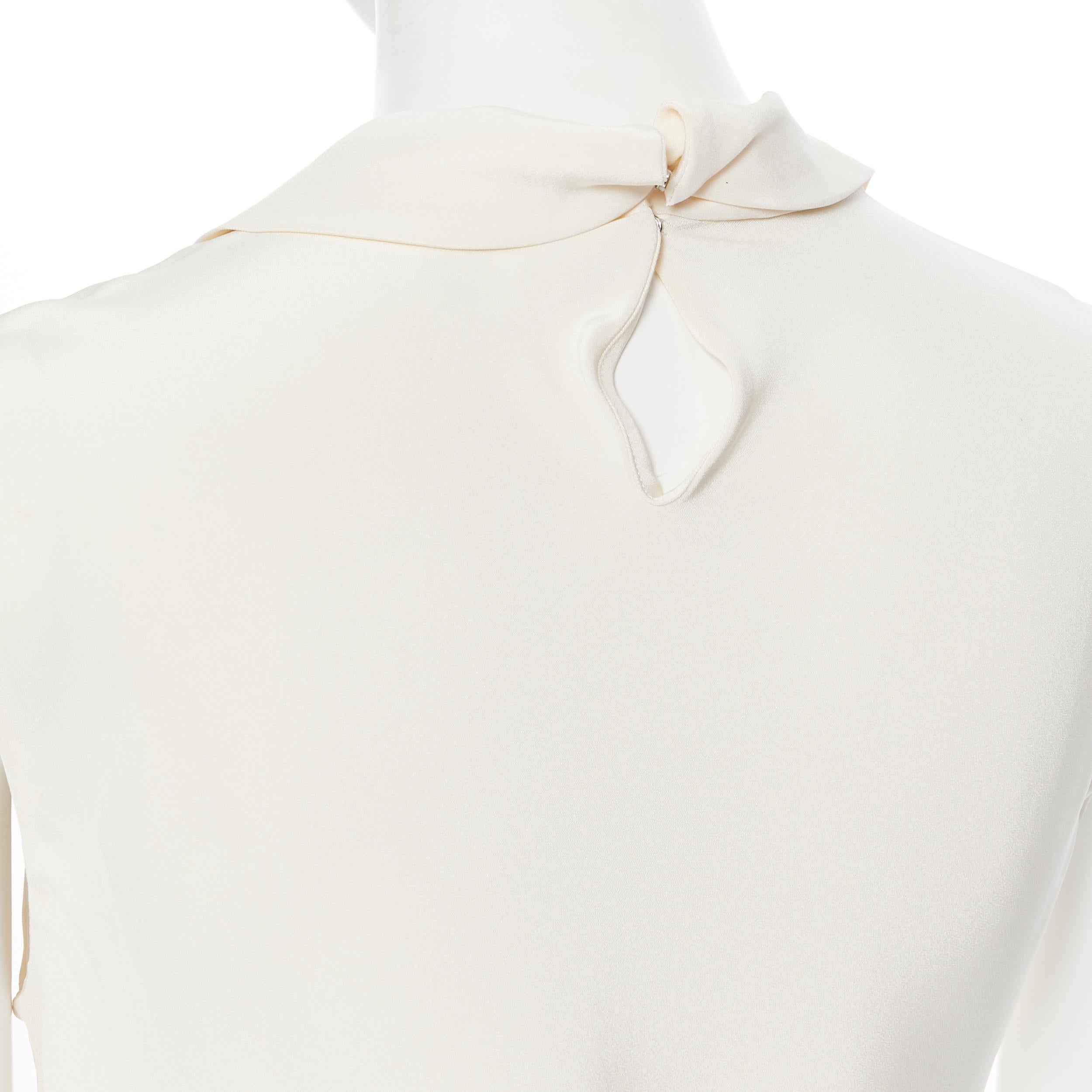 OSCAR DE LA RENTA R13 100% silk beige cream knot neckline sleeveless top US4 3
