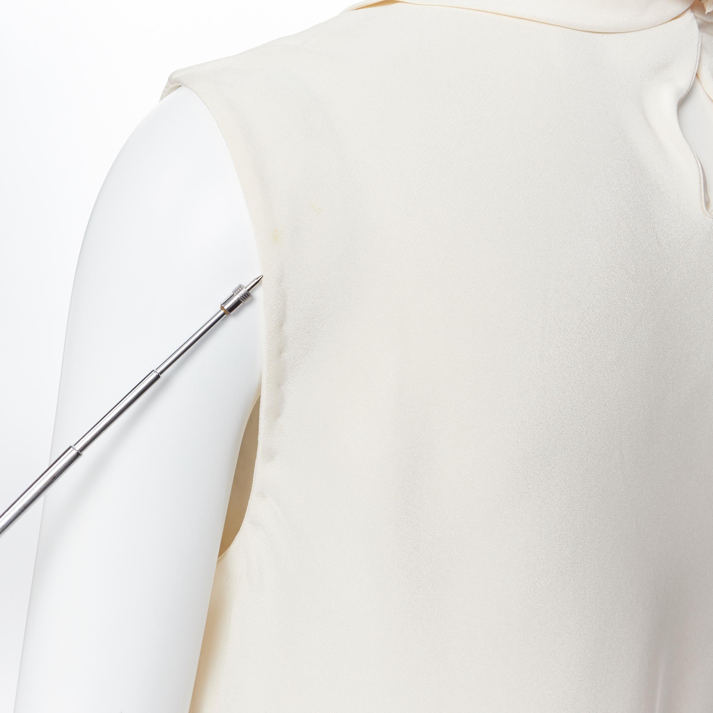 OSCAR DE LA RENTA R13 100% silk beige cream knot neckline sleeveless top US4 4