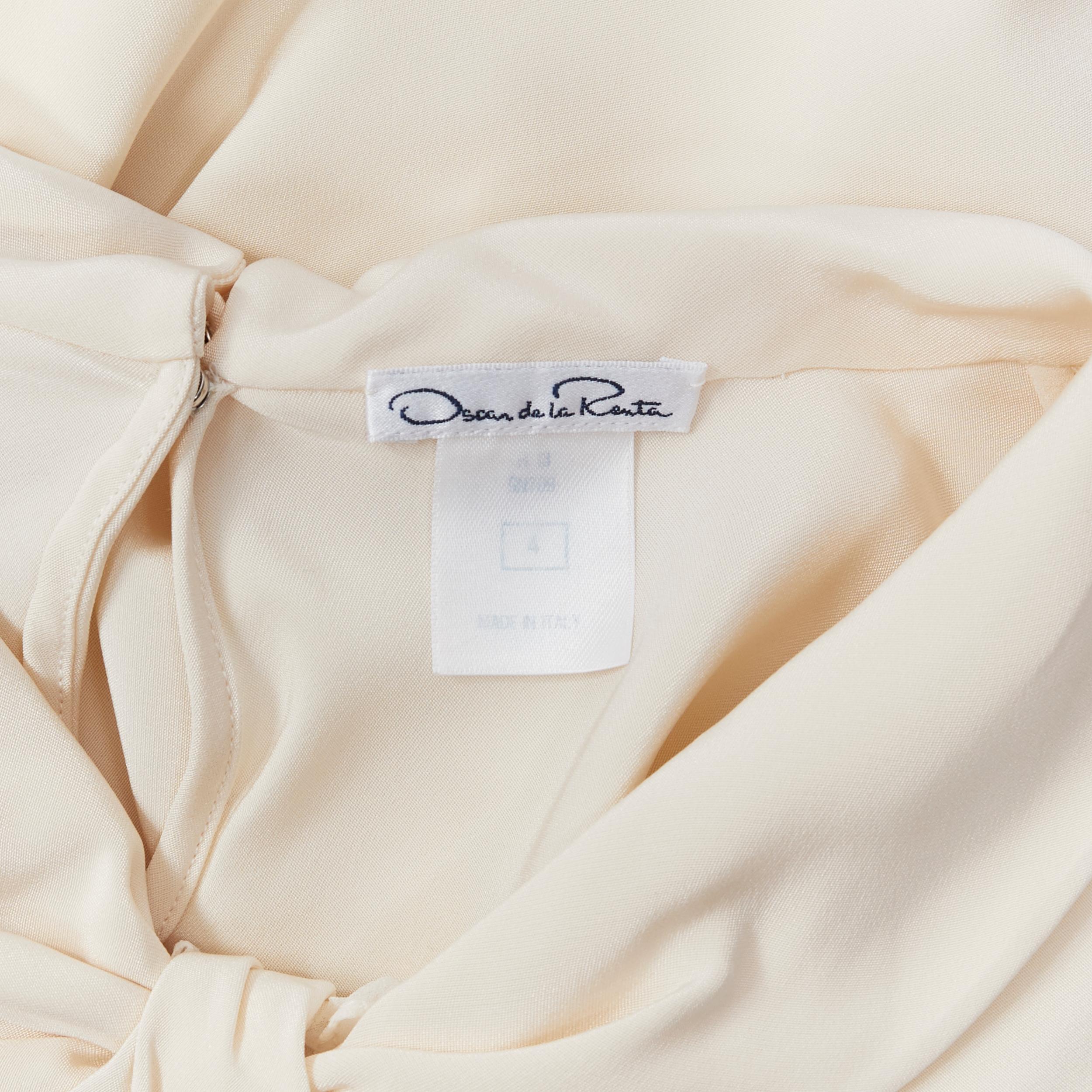 OSCAR DE LA RENTA R13 100% silk beige cream knot neckline sleeveless top US4 5