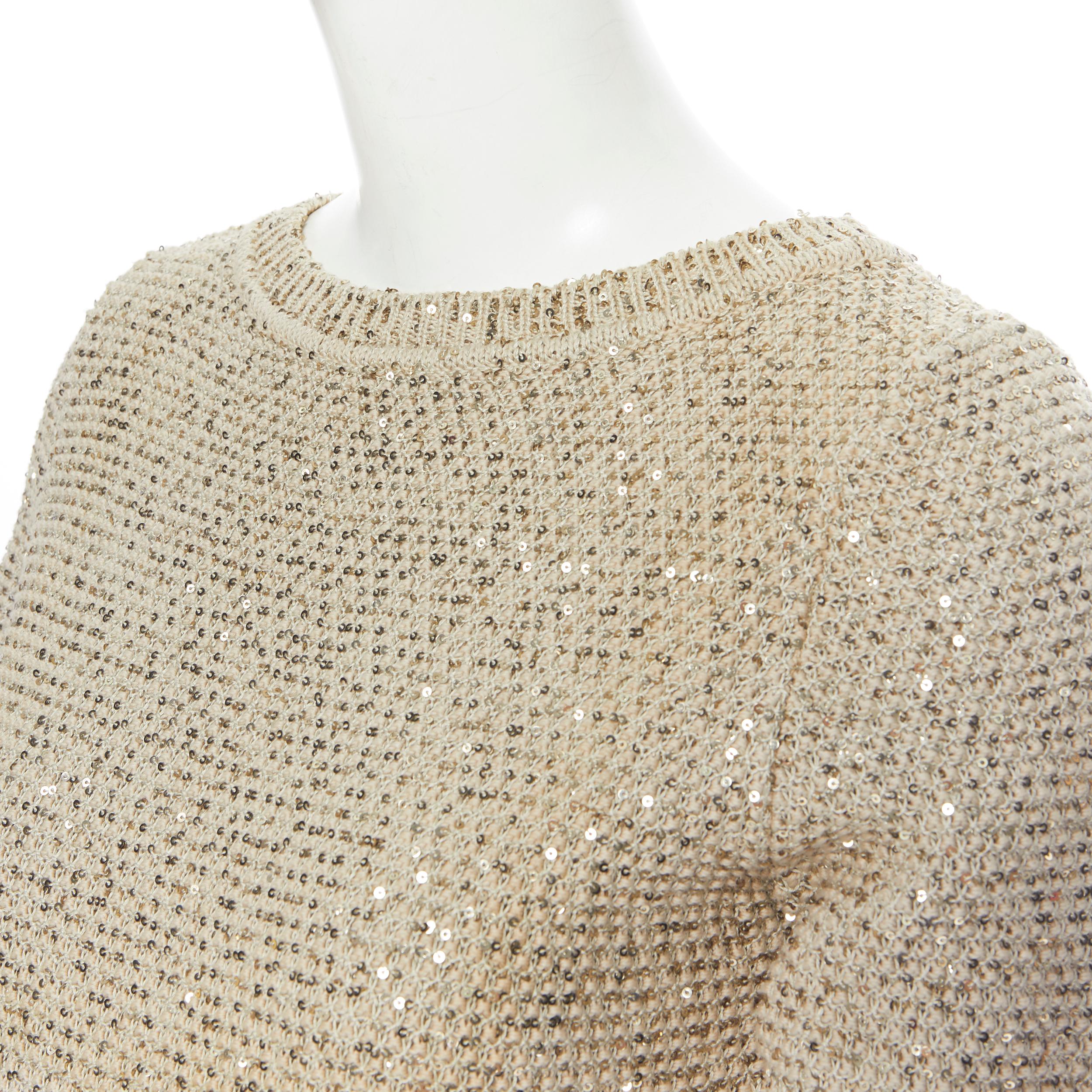 OSCAR DE LA RENTA R13 gold sequins silk cotton short sleeve sweater top XS
Brand: Oscar de la Renta
Designer: Oscar de la Renta
Collection: Resort 2013
Model Name / Style: Sequins sweater
Material: Silk, wool
Color: Gold
Pattern: Solid
Extra Detail: