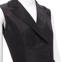 OSCAR DE LA RENTA R14 100% silk black peak collar tiered puff dress US4 S