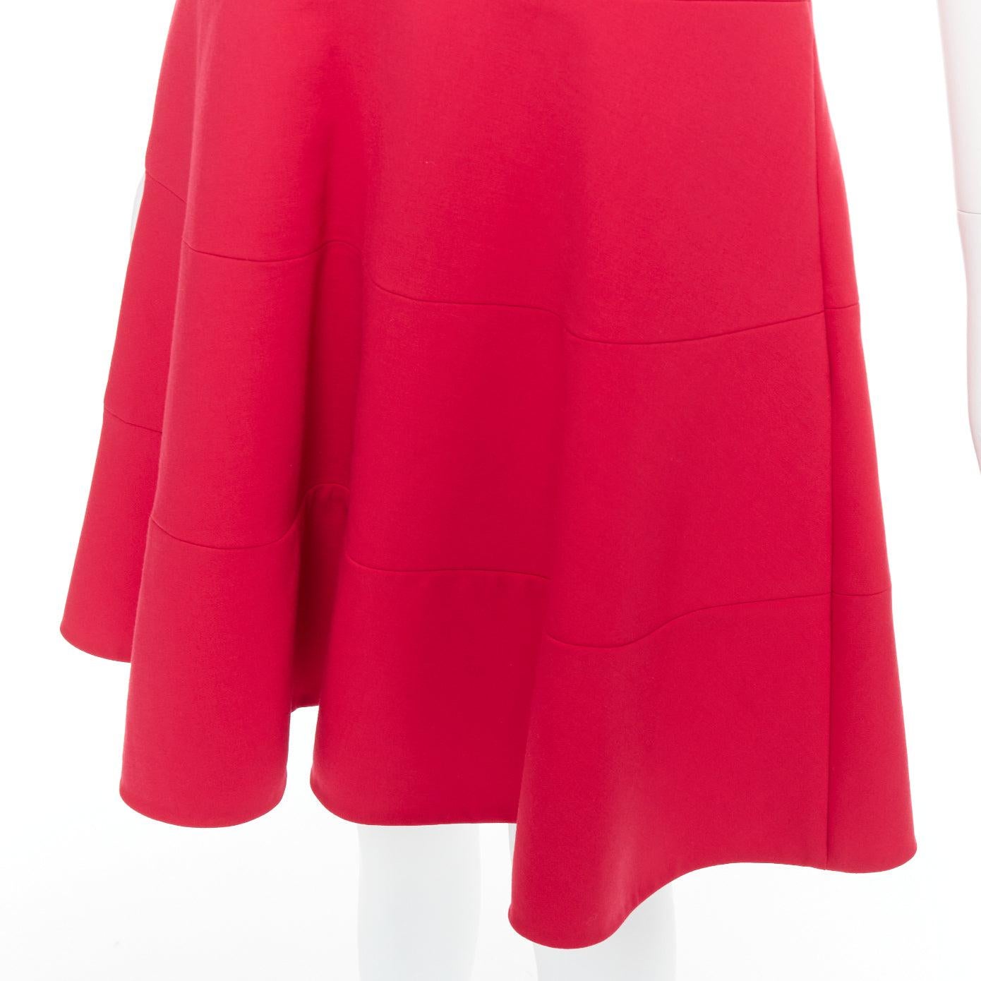 OSCAR DE LA RENTA R17 virgin wool blend slit neck pleated belted dress US0 XS For Sale 3