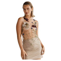 Oscar de la Renta Rare Embroidered Beaded Flower Top Sz US4