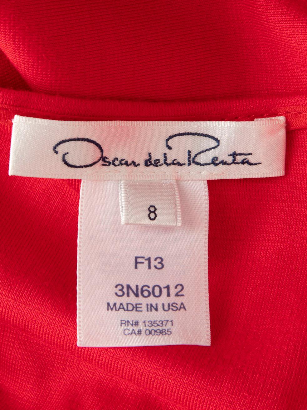 Oscar de la Renta Red Draped Detail Midi Dress Size L For Sale 1