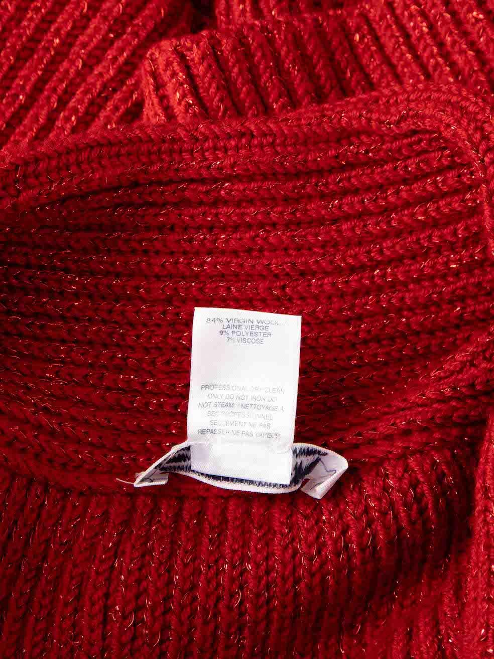 Oscar de la Renta Red Glitter Accent Knit Jumper Size M 1