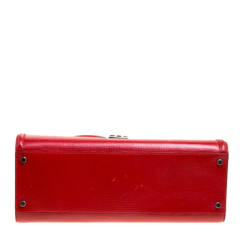 Women's Oscar de la Renta Red Leather Top Handle Bag