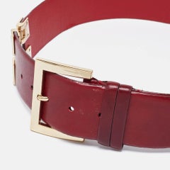 Oscar de la Renta Red Leather Waist Belt Medium