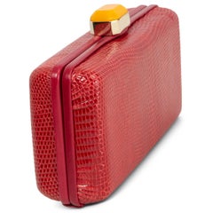 OSCAR DE LA RENTA red LIZARD BOX Clutch Bag
