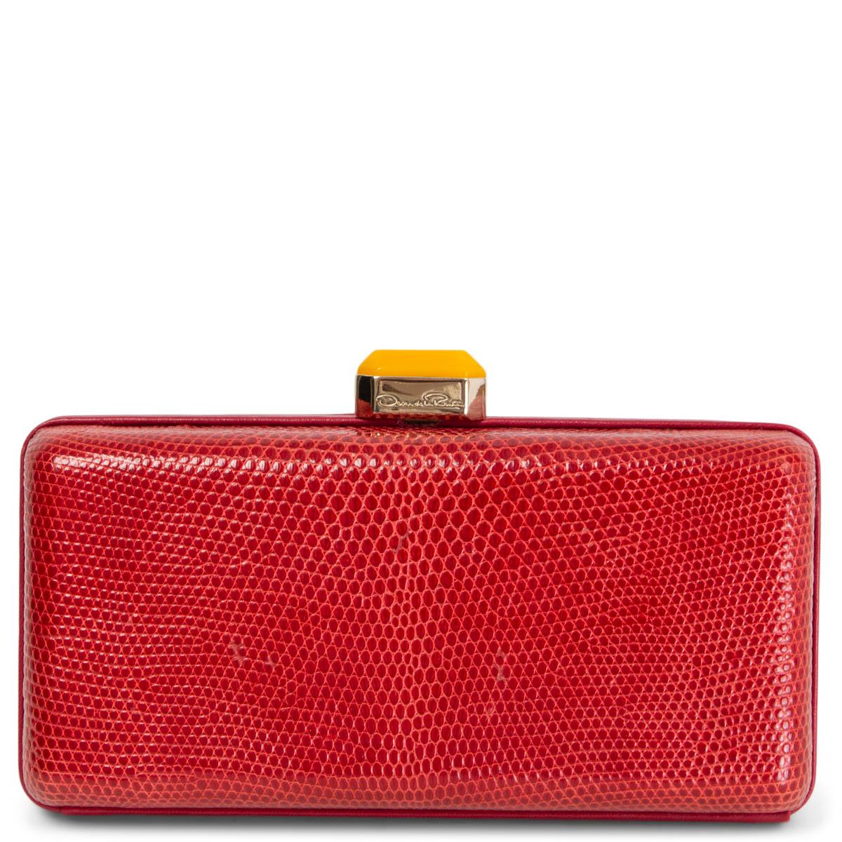 OSCAR DE LA RENTA rote LIZARD BOX Clutch Tasche (Rot) im Angebot