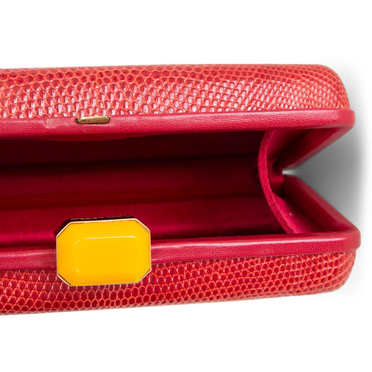 OSCAR DE LA RENTA - Pochette rouge « LIZARD BOX » avec boîte Pour femmes en vente