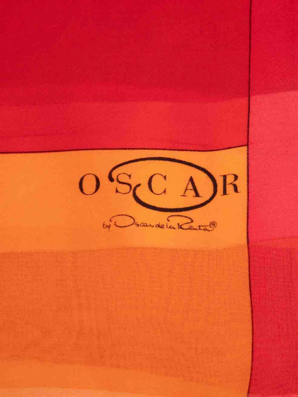 Women's Oscar de la Renta Red Stripe Pattern Square Scarf For Sale