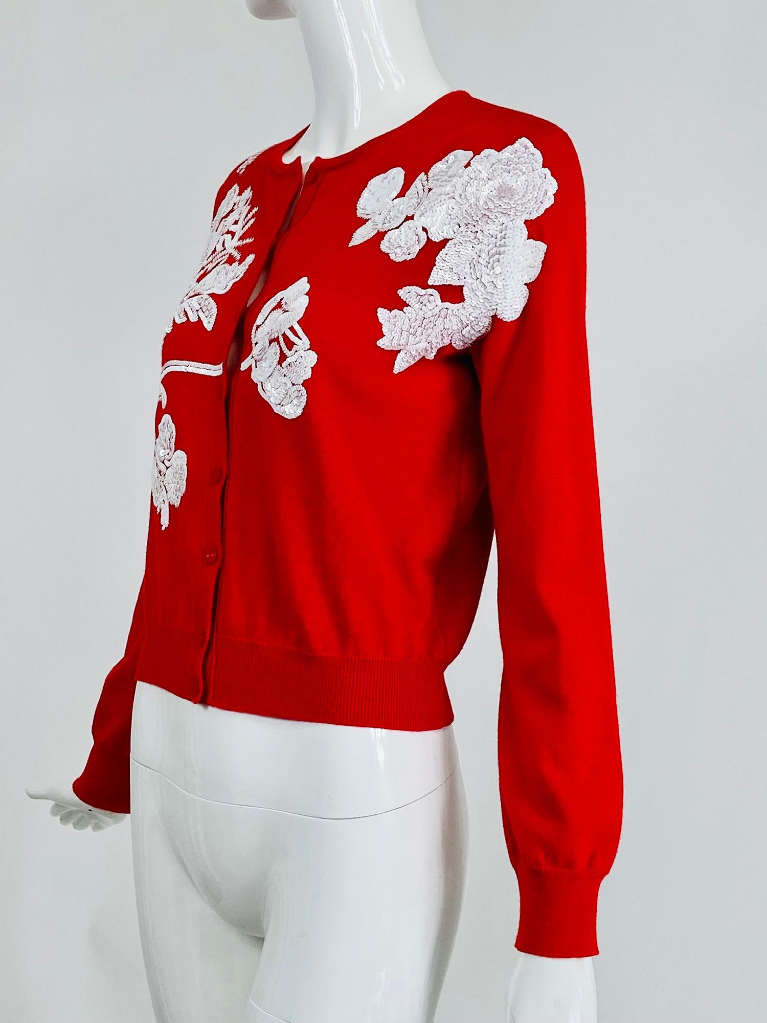 red sequin cardigan