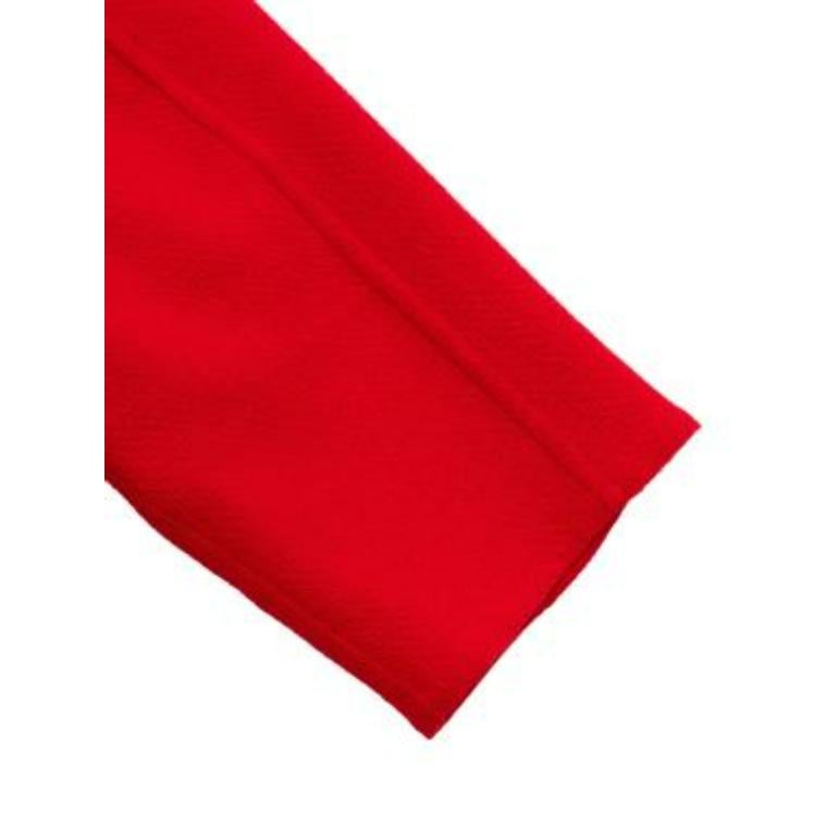 Oscar de la Renta Red Wool Crepe Midi Dress For Sale 3