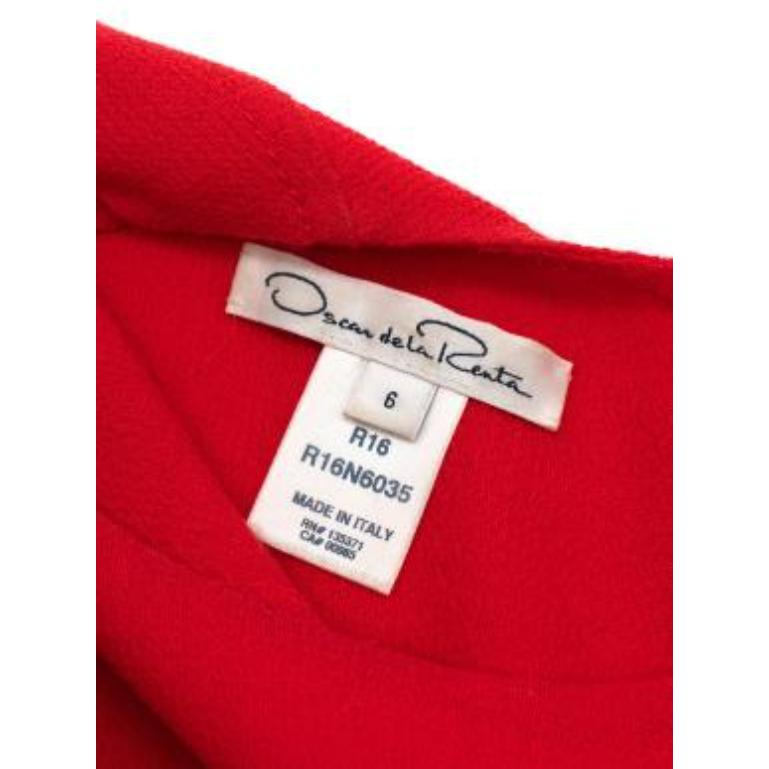 Oscar de la Renta Red Wool Crepe Midi Dress For Sale 4