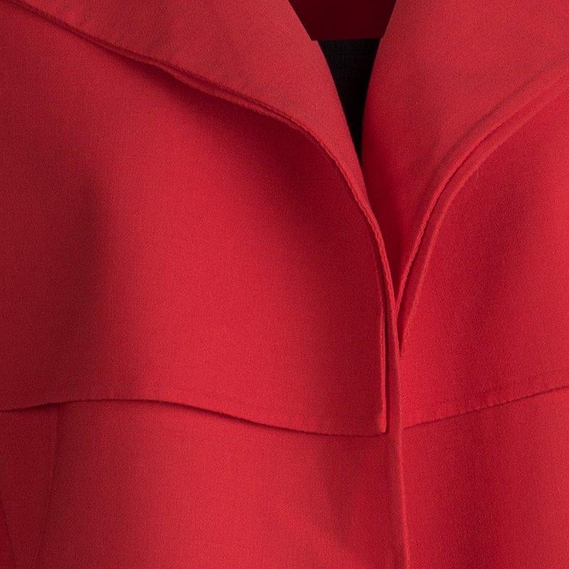 Women's Oscar de la Renta Red Wool Open Front Cropped Jacket M