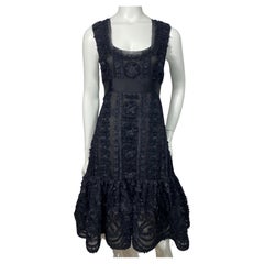 Oscar de La Renta Resort 2008 Black silk appliqué sleeveless dress - Size 6