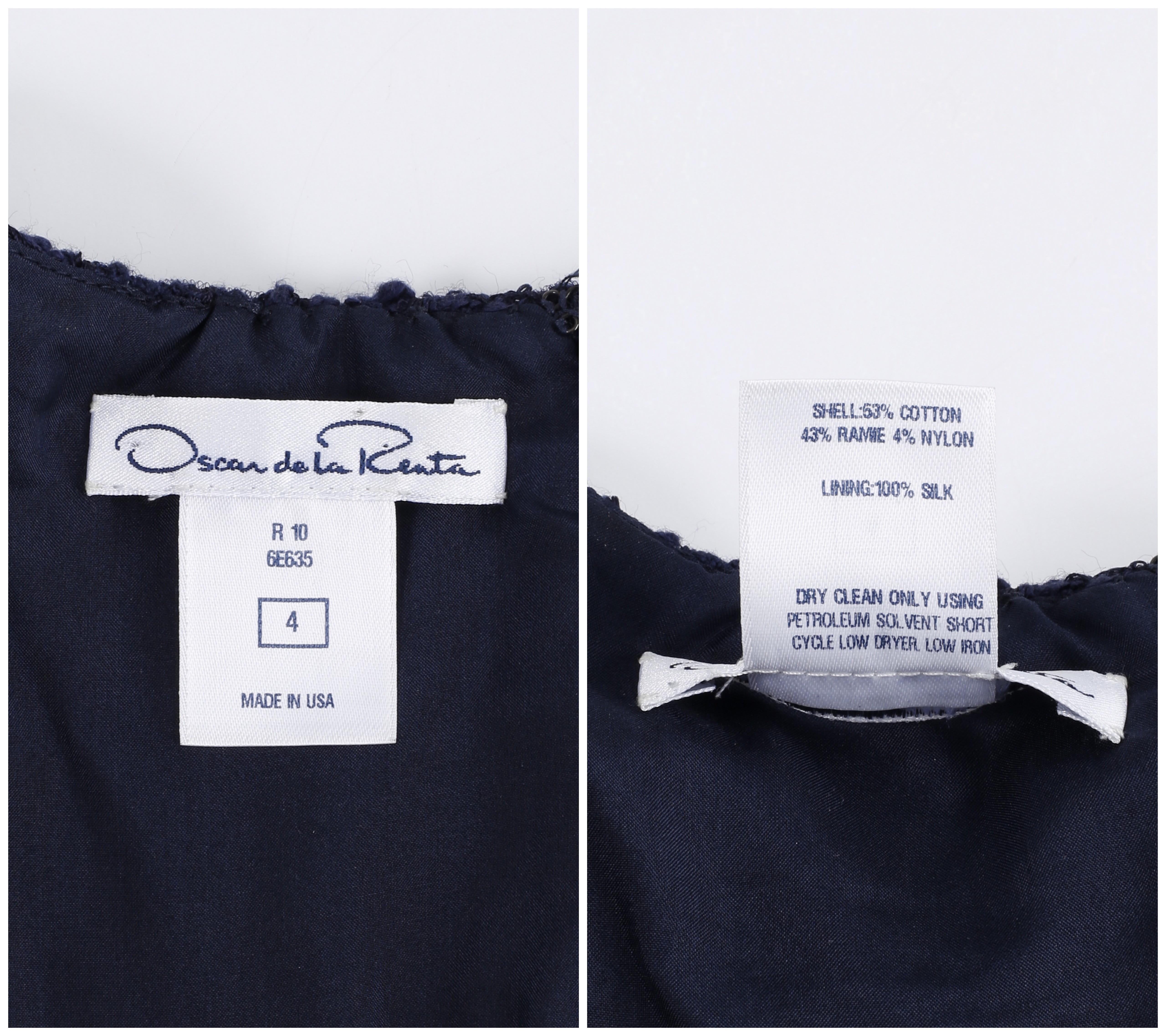 Oscar De La Renta Resort 2010 - Robe plissée ajustée et évasée en tweed bleu orné - 4 en vente 5