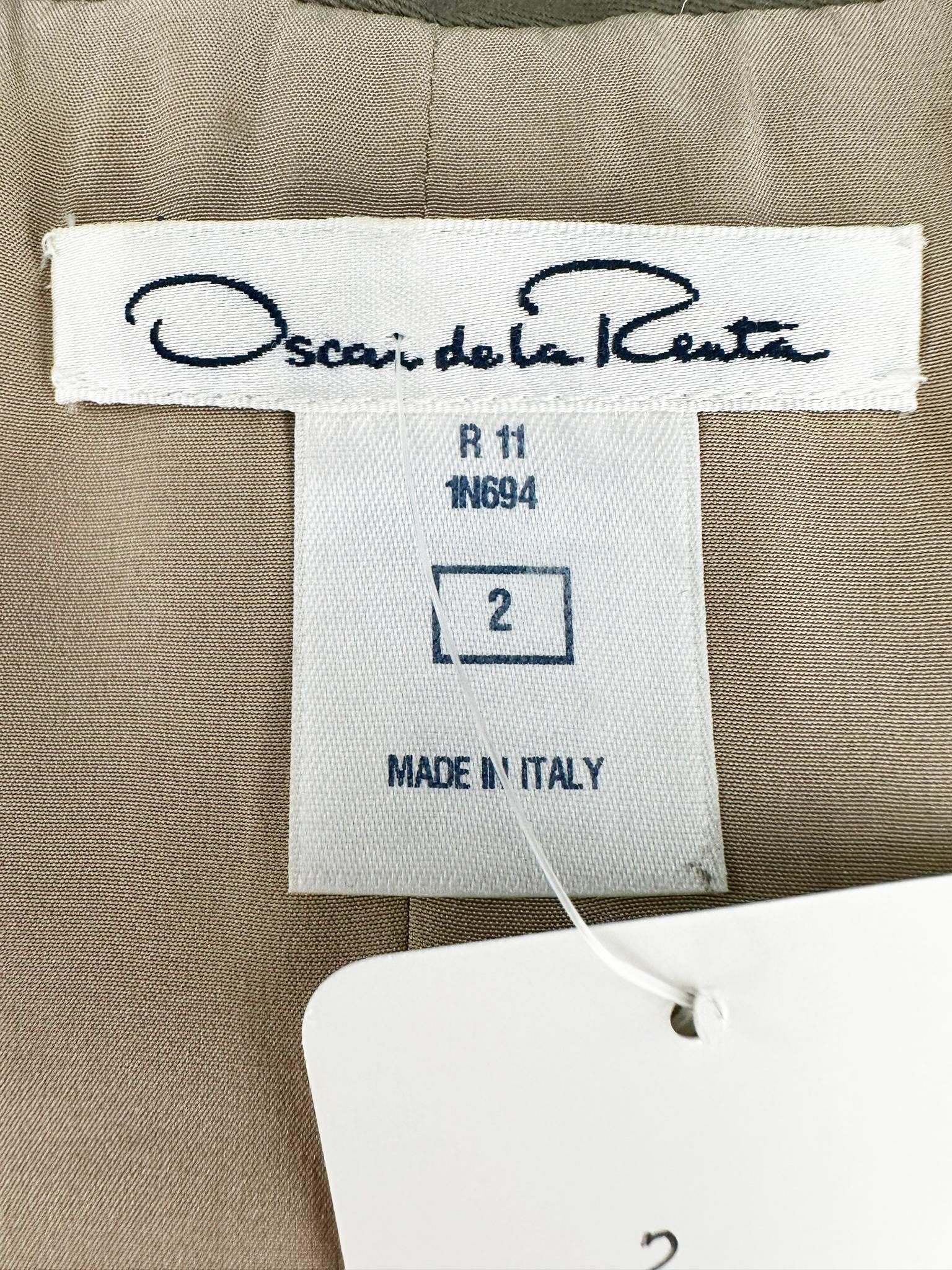 Oscar de la Renta Resort 2011 Two Tone Khaki Twill & Leather Safari Style Dress For Sale 9