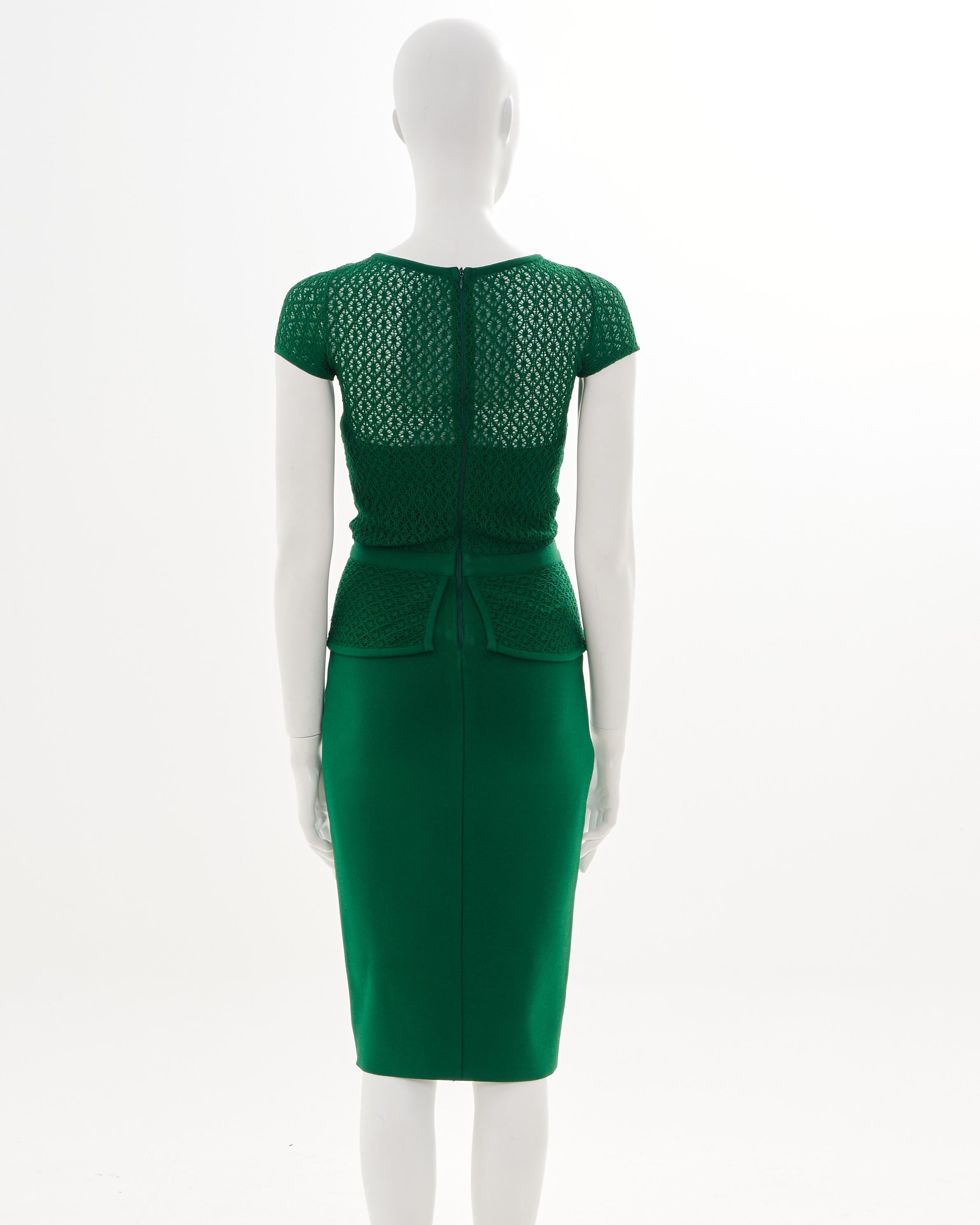 Blue Oscar de la Renta Resort 2013 Knitted Semitransparent Midi Dress For Sale