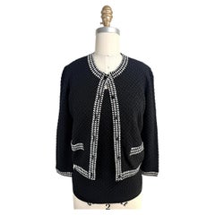 Oscar de la Renta Resort 2014 Black Wool Knit Twinset Ensemble