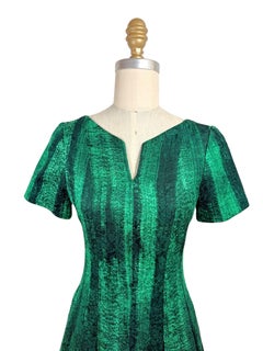 Oscar de la Renta Resort 2018 Emerald Metallic Dress US 2